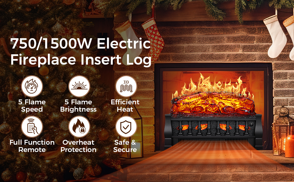 Amazon.com: 21 Inches Electric Fireplace Insert Log Heater Set ... intended for Why Homeowners Are Ditching Wood Logs for Electric Inserts This Year