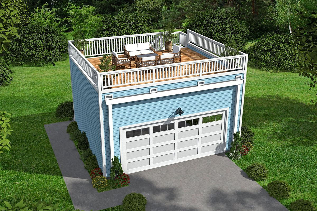 Lake Front 2 Car Garage Plan - 594 Square Feet | Floor Plan #940-00296 ... within Why the Deck Over Garage Layout Is the Smartest Choice for Sloping Properties