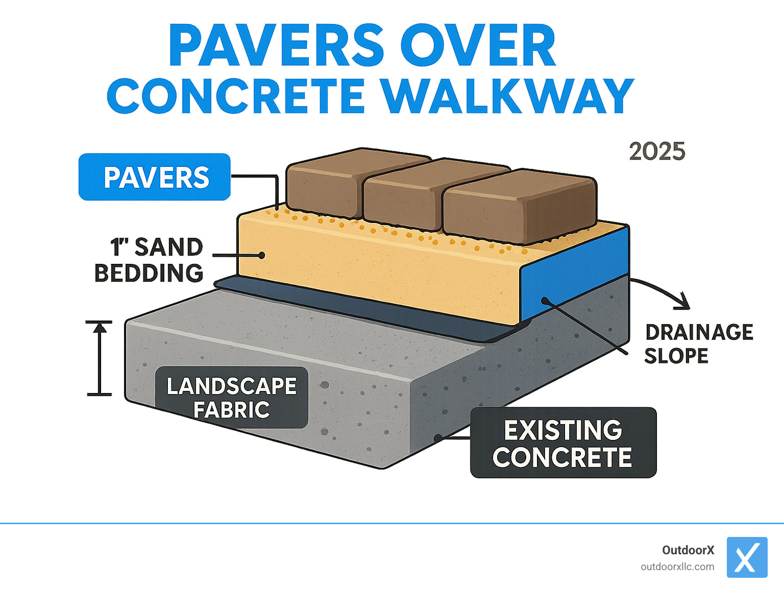 Pavers Over Concrete Walkway: 3 Easy Steps pertaining to Pavers On Top Of Concrete Patio