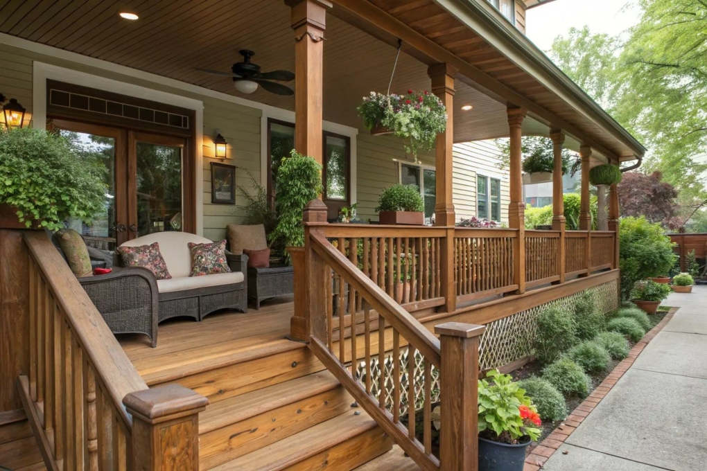 18+ Stylish Front Porch Ideas With Black Railings with Blending Indoor and Outdoor Life in Two Story Homes with Front Porches