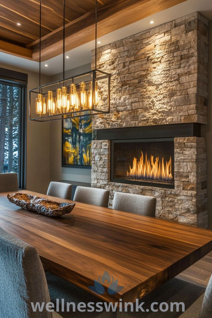23 Elegant Dining Room With Fireplace Ideas For Cozy Gatherings ... regarding Rustic to Contemporary Dining Room Fireplace Designs for Every Home Style