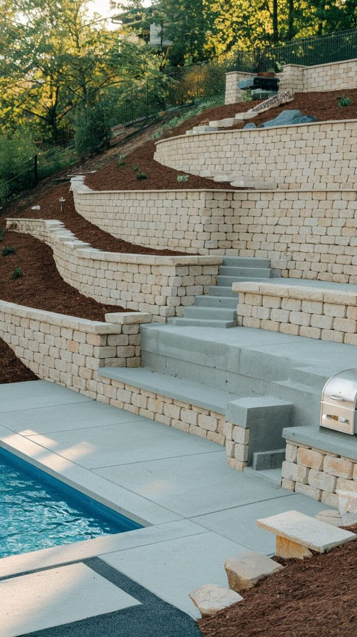 60+ Stunning Sloped Backyard Ideas With Retaining Walls And Pools You ... with How to Turn a Sloped Backyard into a Pool Paradise with Retaining Walls