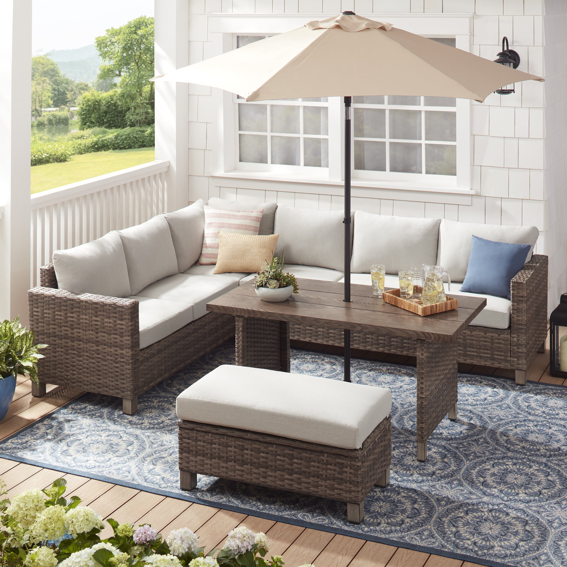 Brandclub - Better Home & Gardens Brookbury 4 Piece Outdoor Wicker ... with Better Homes & Gardens Patio Furniture Replacement Cushions