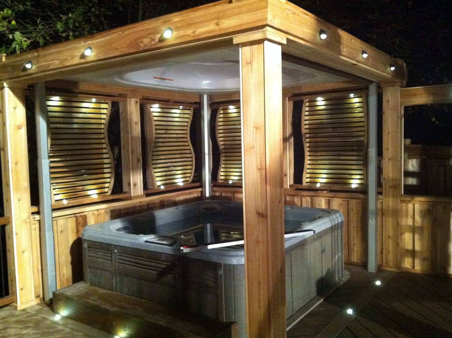 Building Deck For Hot Tub At Barbara Lemley Blog with regard to Simple Decking and Lighting Tricks to Make Your Above Ground Hot Tub Shine