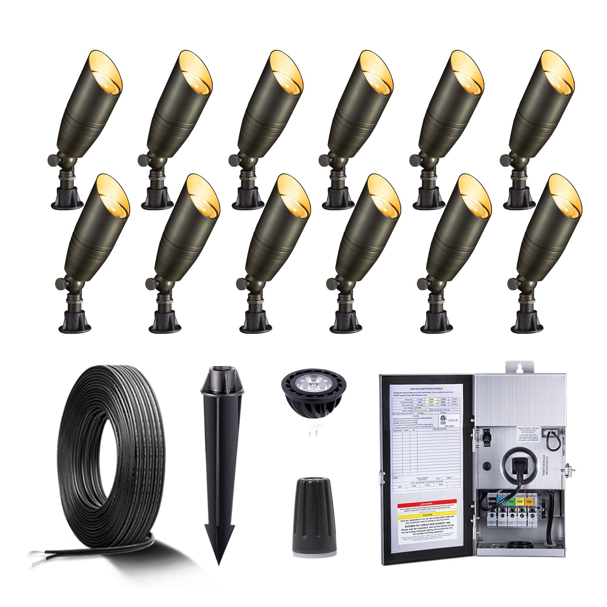 Gardenreet Solid Brass 12V Led Landscape Lighting Kit (12-Pack ... pertaining to Outdoor Ceiling Fan No Light