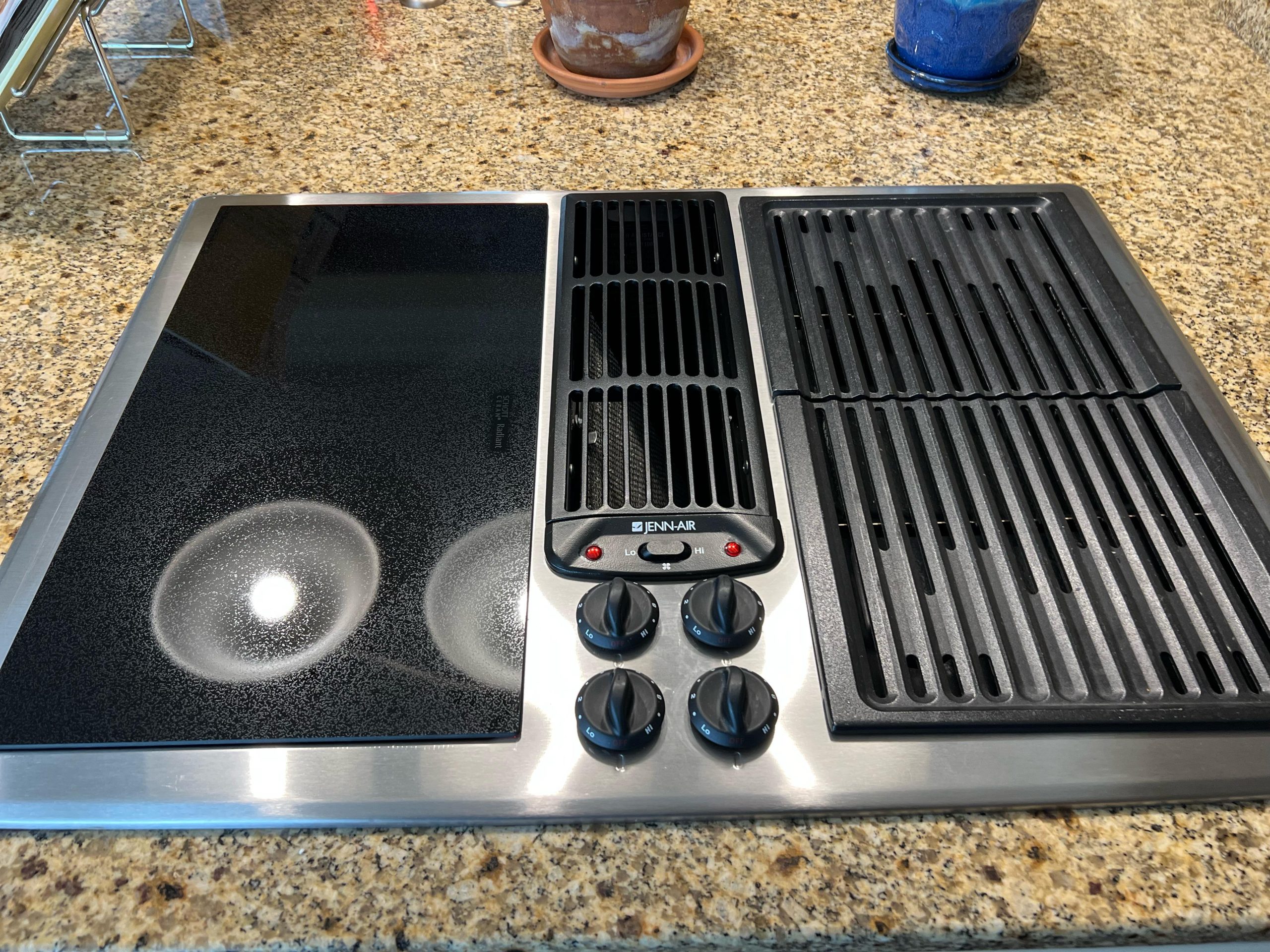 Jenn Air Indoor Countertop Grills Jenn Air Jdrp748Hm Noir™ 48" with Jenn-Air Electric Downdraft Cooktop With Grill