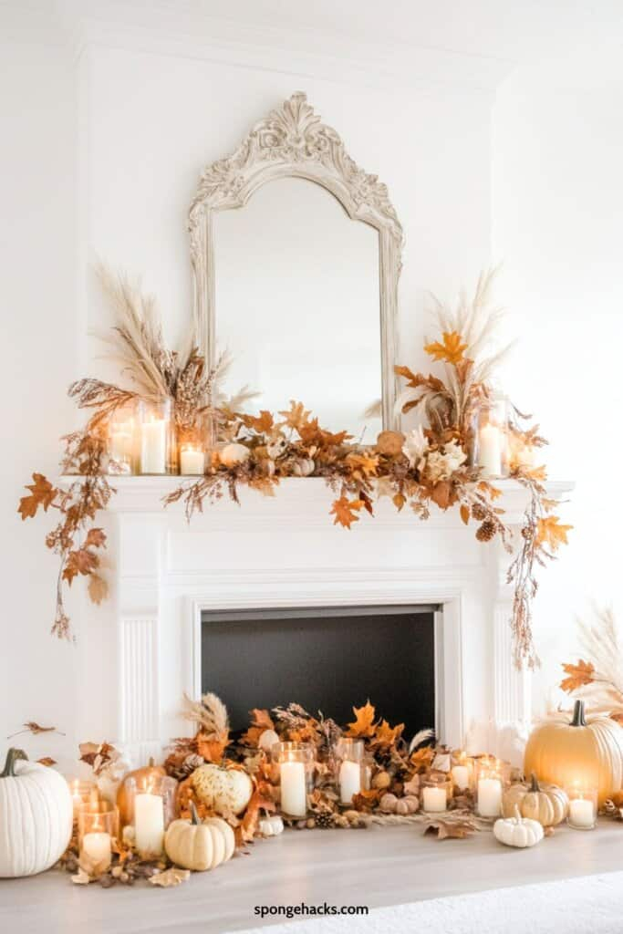 The Must-Have Fall Mantel Decor That Instantly Makes Your Fireplace A ... pertaining to How to Create a Stunning Fall Focal Point With Natural Mantel Elements