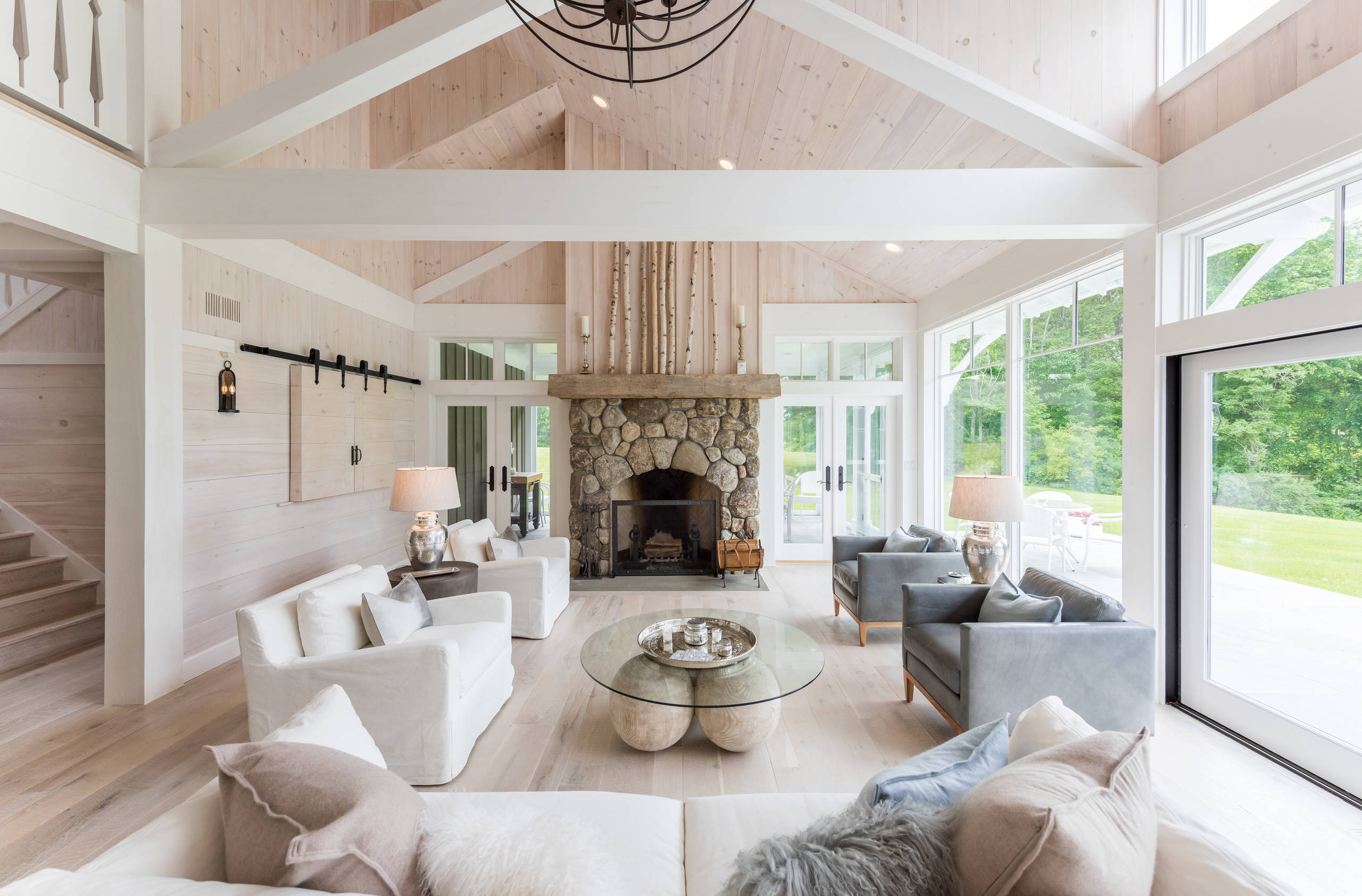 Two Story Living Room Vaulted Ceilings Lofty Goals: 5 Homes With within Two Story House With Front Porch