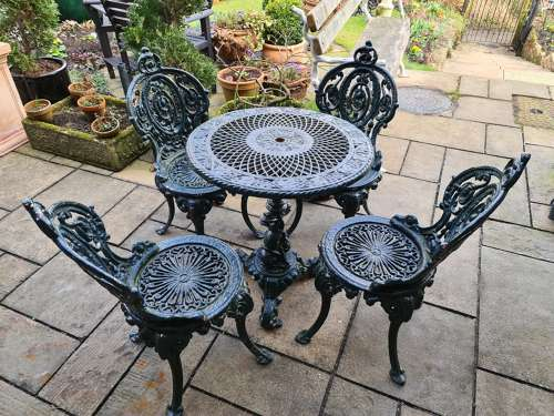 Wonderful Set Of Cast Iron Garden Table And Four Chairs throughout Cast Iron Outdoor Table Set