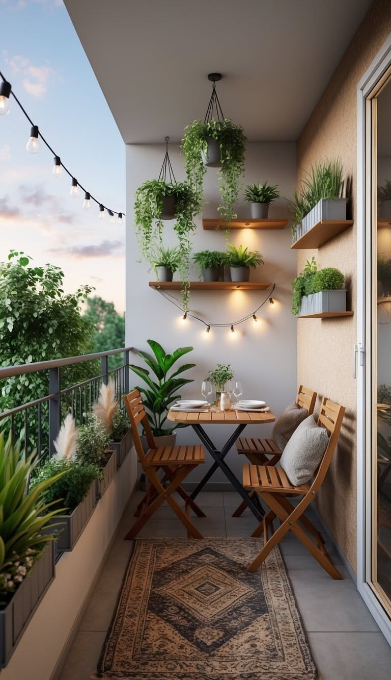 How an outdoor side table with plant shelf transforms small balcony spaces