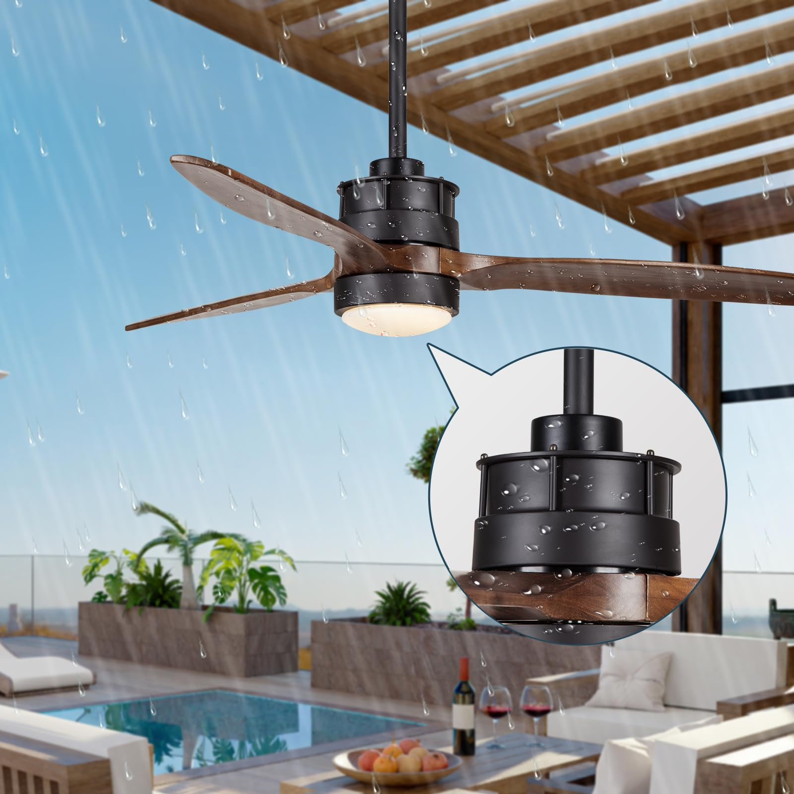Ekiznsn 60 Inch Outdoor Wet Rated Ceiling Fan With Lights Waterproof ... regarding Navigating Wet Location Ratings For Outdoor Fans In Exposed Patio Environments