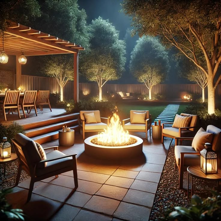 Outdoor Space Design. 3D Landscape Renderings For Your Home Front And ... in Outdoor Lighting Ideas For Backyard