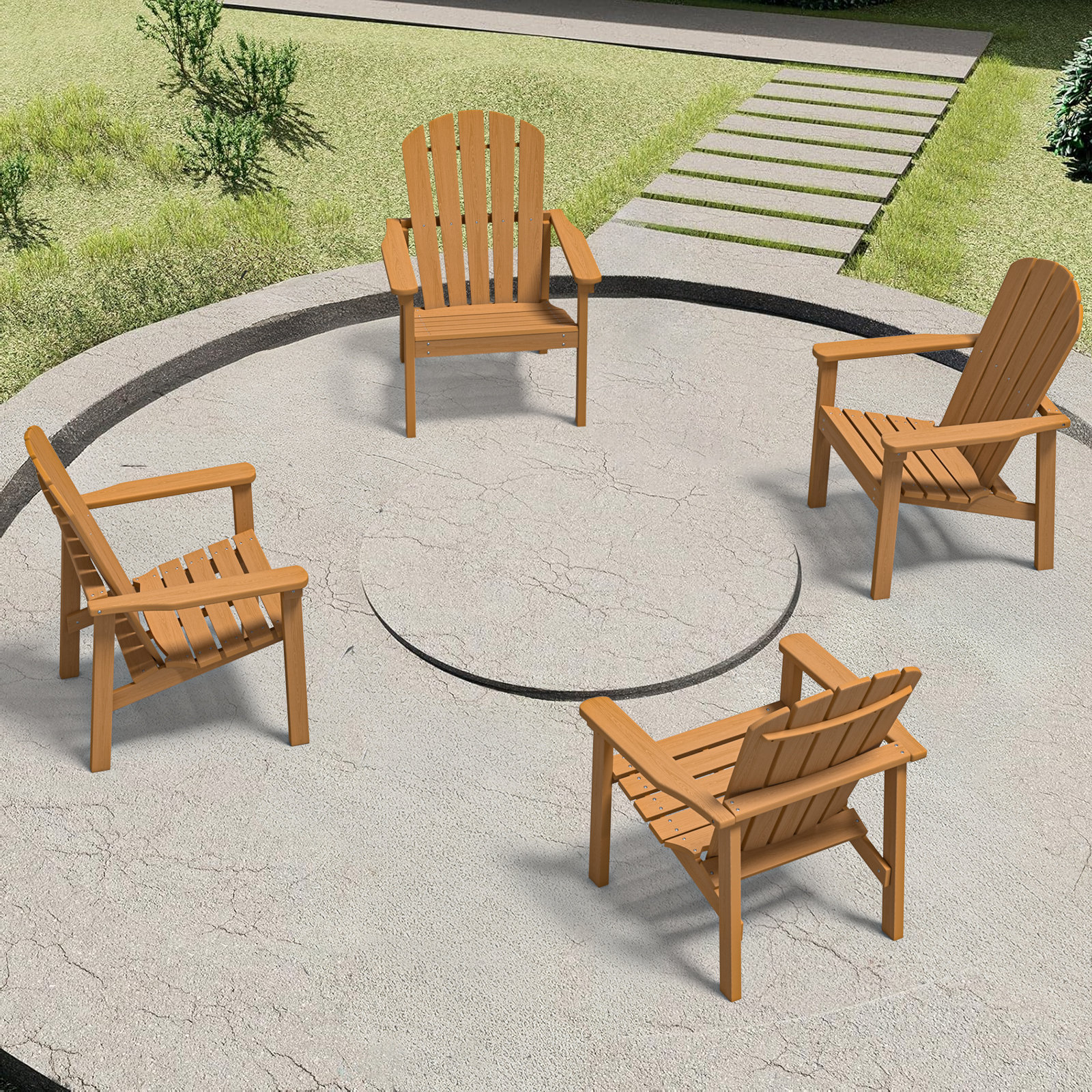 Rosecliff Heights Set Of 4 Stackable Adirondack Chairs – Hdpe Outdoor ... pertaining to How To Waterproof Outdoor Furniture