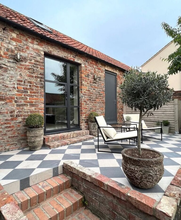 15 Patio Paver Ideas For 2026 That Replace Basic Layouts With Designs ... intended for Outdoor End Table For Lounge Chairs