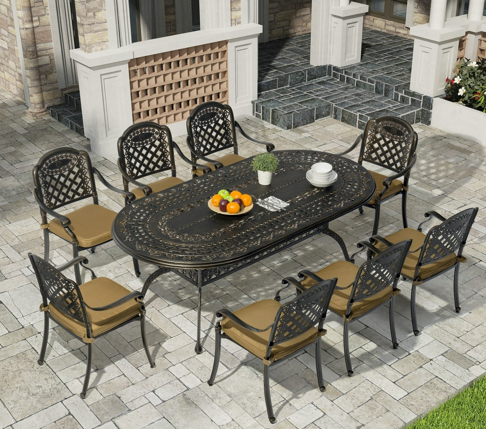 4 Seats And 6 Seats Outdoor Dining Set Cast Aluminum With Waterproof ... with regard to Aluminum Outdoor Dining Set Pros And Cons