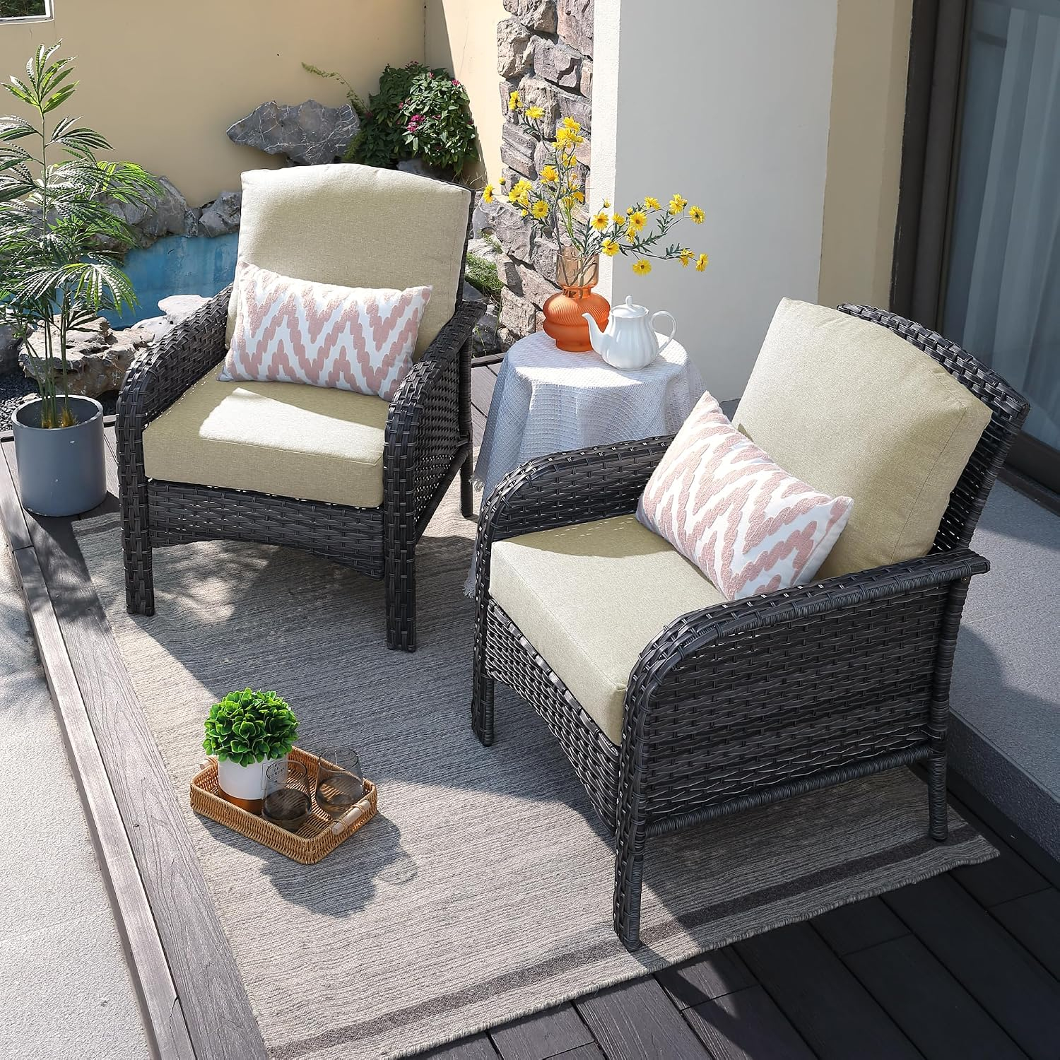 Amazon.com: Ovios 2-Piece Patio Furniture Set, Outdoor Wicker Sofa With ... pertaining to How To Preserve Outdoor Wicker Furniture