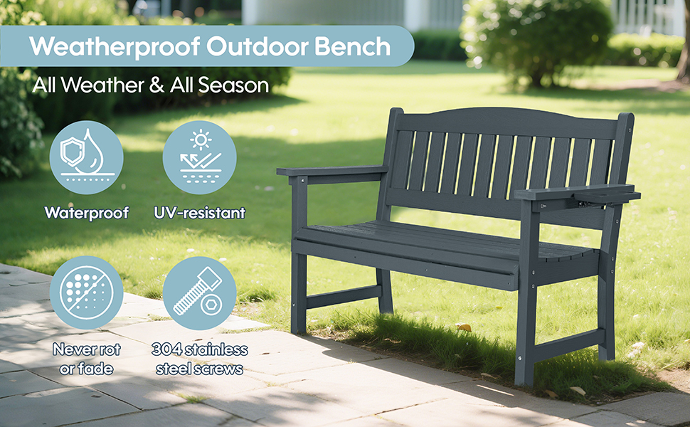 Amazon.com : Sunnibety 2-Person Hips Outdoor Bench, Weatherproof Garden ... regarding Non Toxic Outdoor Furniture Finish