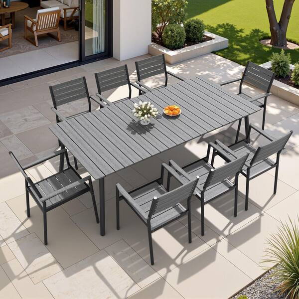 Crestlive Products 9-Piece Aluminum Outdoor Dining Set With 1.61 In ... inside Aluminum Outdoor Dining Set Pros And Cons