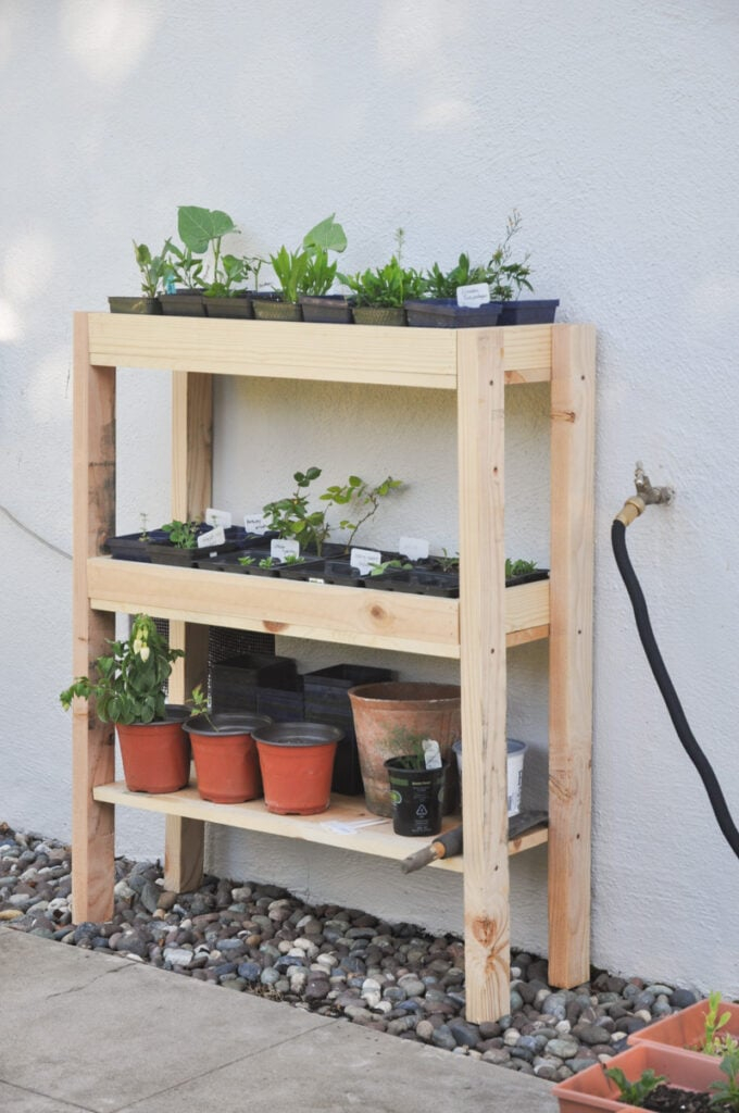 Diy Outdoor Plant Shelf - Hydrangea Treehouse inside Rustic Outdoor Plant Stand Table