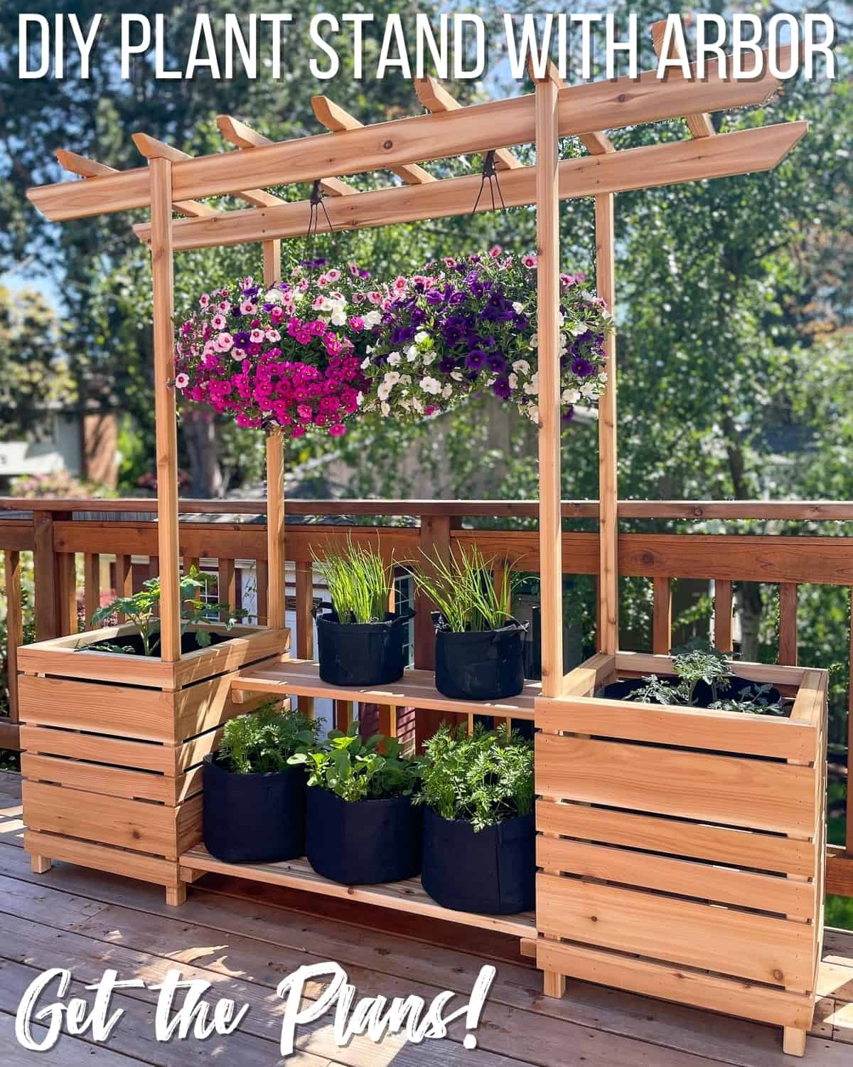 Diy Outdoor Plant Stand With Arbor - The Handyman's Daughter with regard to Rustic Outdoor Plant Stand Table