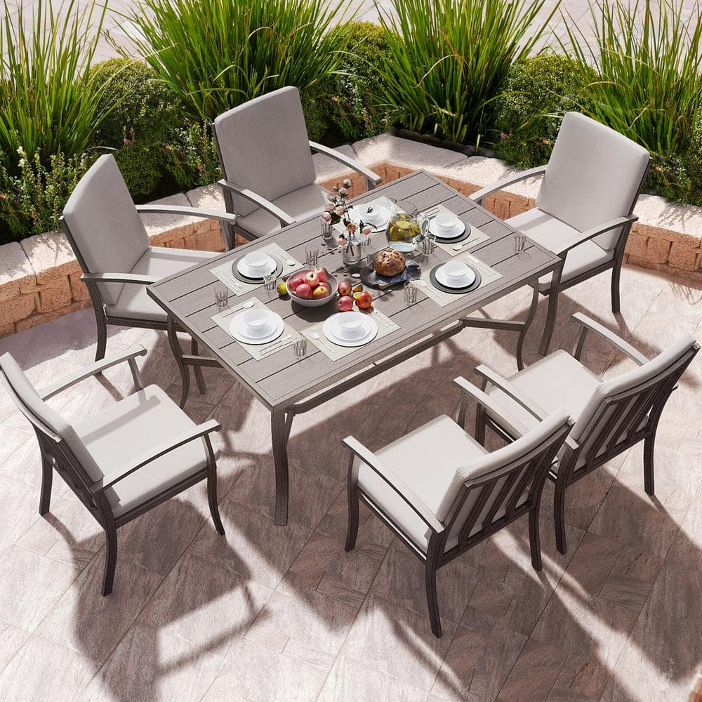 Egeiroslife Alulux 7-Piece Aluminum Outdoor Dining Set With Rectangle ... intended for What Years of Testing Reveal About Aluminum Outdoor Dining Sets