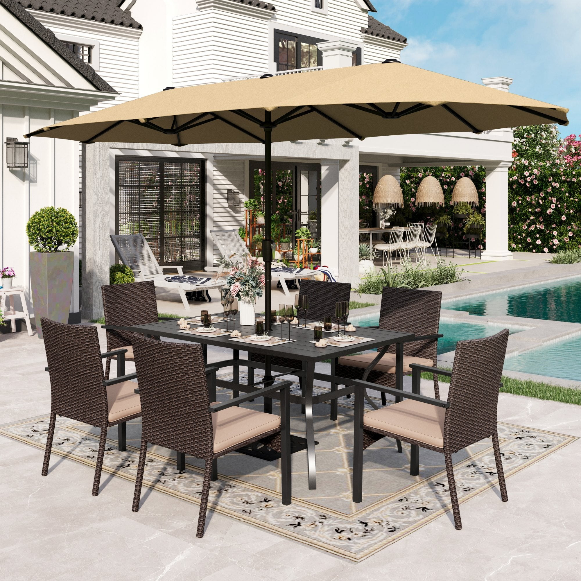 Elegant Umbrella Table And Chairs Set For Stylish Indoor And Outdoor Spaces in Why Homeowners Are Rethinking Traditional Patio Furniture in favor of Integrated Umbrella Tables