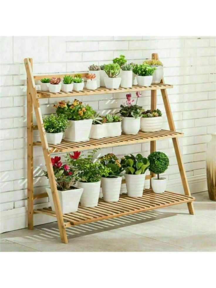 Garden Multi Tier Pine Wood Metal Bamboo Plant Stand Flower Pot Rack ... regarding Tiered Outdoor Plant Stand