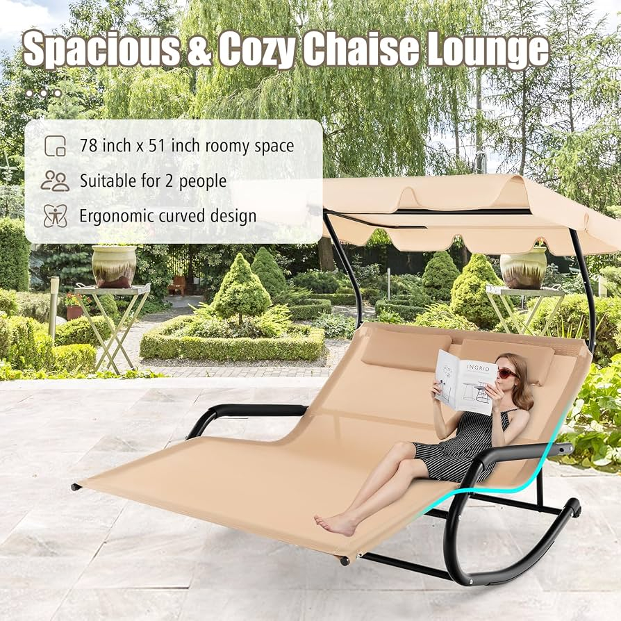 Padded Reclining Lawn Chairs Tangkula 2-Pack Patio Chaise Lounges ... for Outdoor Lounge Chair With Canopy