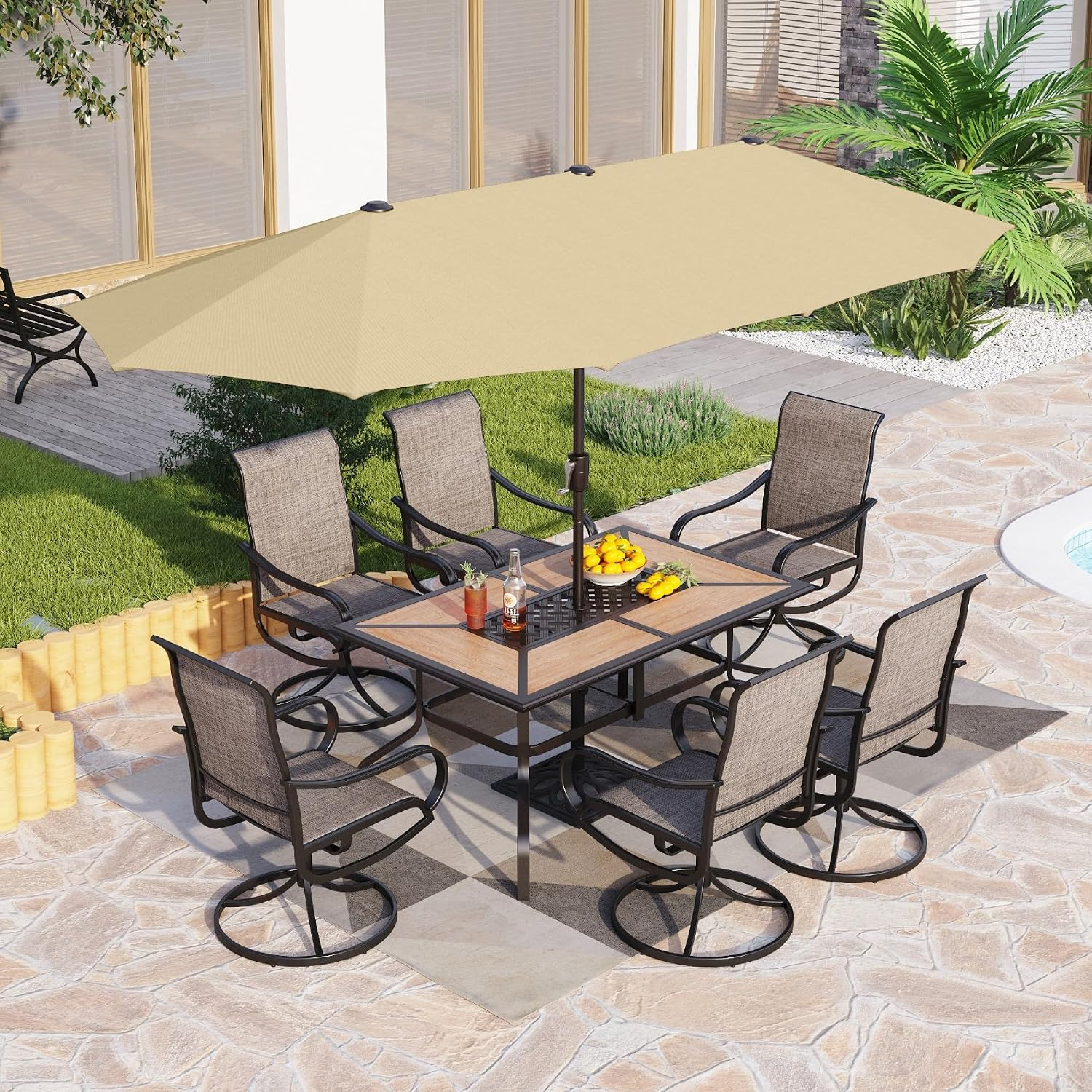 Patio Dining Sets With Umbrella for Outdoor Side Table With Umbrella Hole