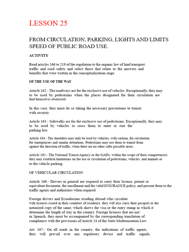 Road Use Regulations And Safety Guidelines | Pdf | Traffic ... inside Understanding Traffic Flow and Clearance Rules For Round and Rectangular Patio Tables
