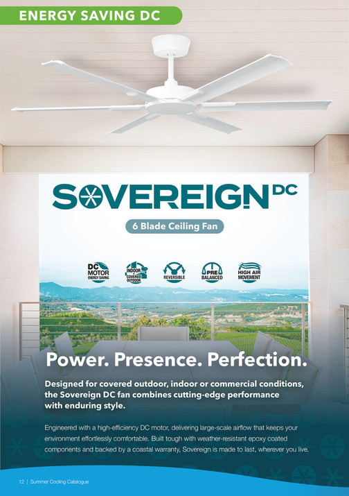 Ventair Summer Cooling Catalogue - Page 12-13 - Created With Publitas.com for Decoding Airflow and Blade Span for Your Covered Porch Cooling Setup