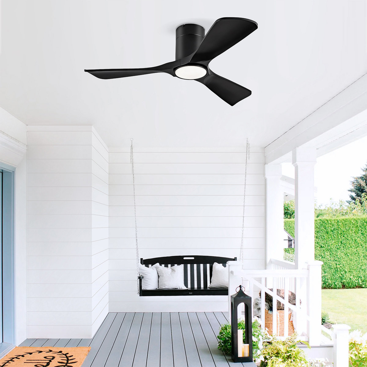 Wrought Studio Ceiling Fan With Lights 42 Inch Flush Mount Ceiling Fan ... with The Quiet Revolution Inside Modern Outdoor Ceiling Fan Motors and Smart Home Integration